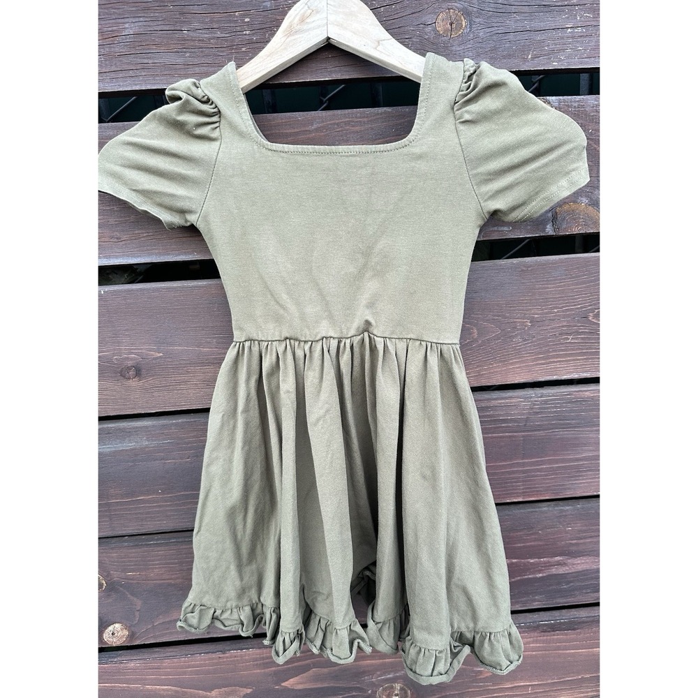 Girlhood Little Stocking Co Dress Green Twirl Dress Pockets Ruffle *Size 5